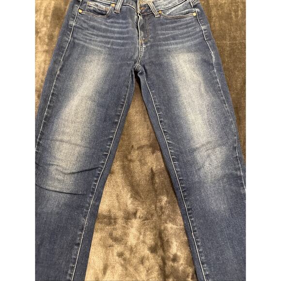 Paige Denim-Womens Kylie Crop-Denim Dark Wash Distressed Hem Jeans-Size W25 - Picture 5 of 16